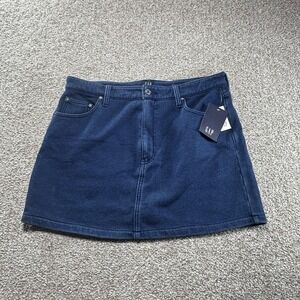 Gap Skirt Womens Large Indigo Denim Mini A Line 5 Pocket Zip Fly NWT Casual